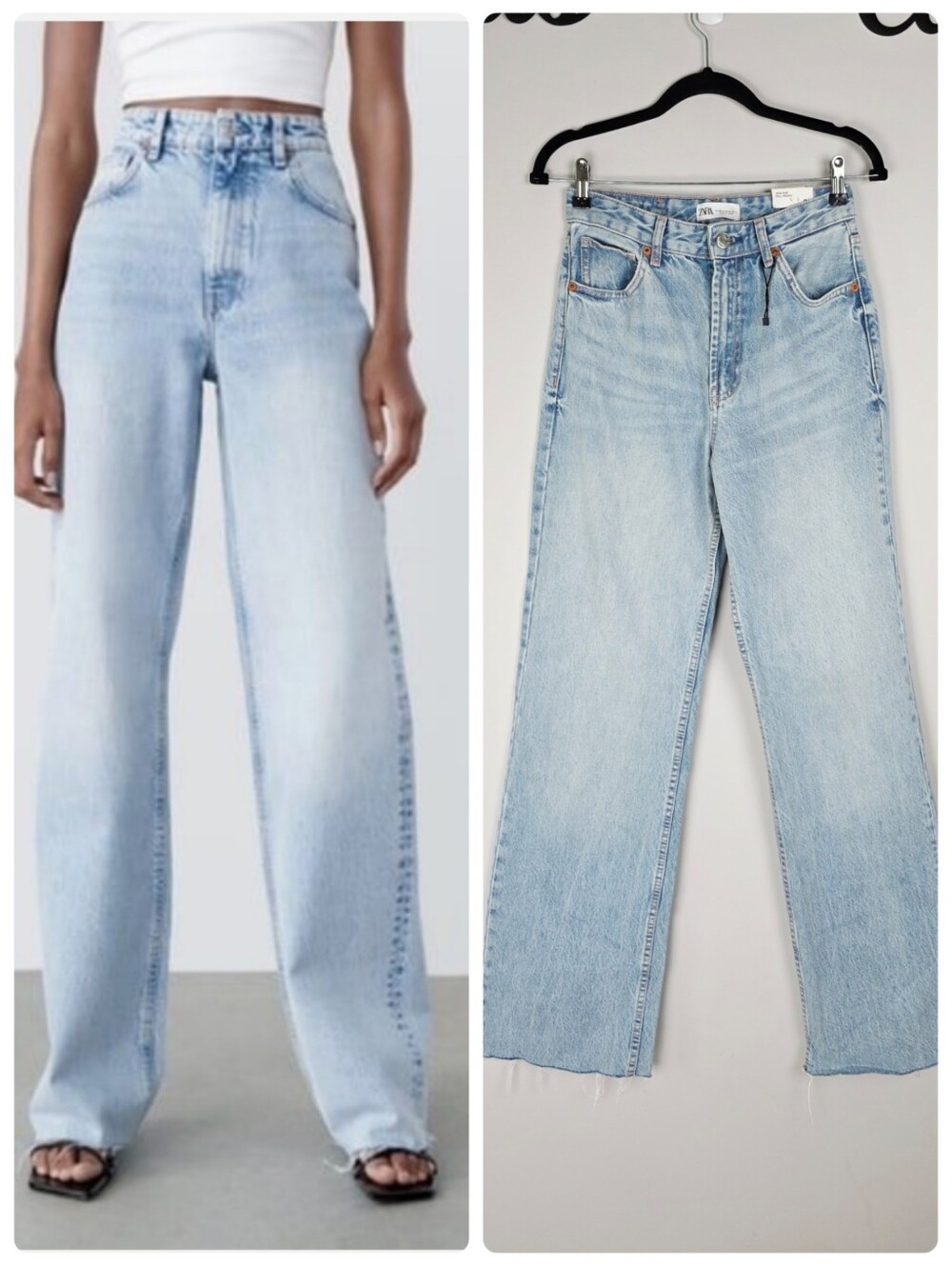 Zara High-Rise Full Length Wide Leg Light Wash Jeans Women's Size 4 NWT